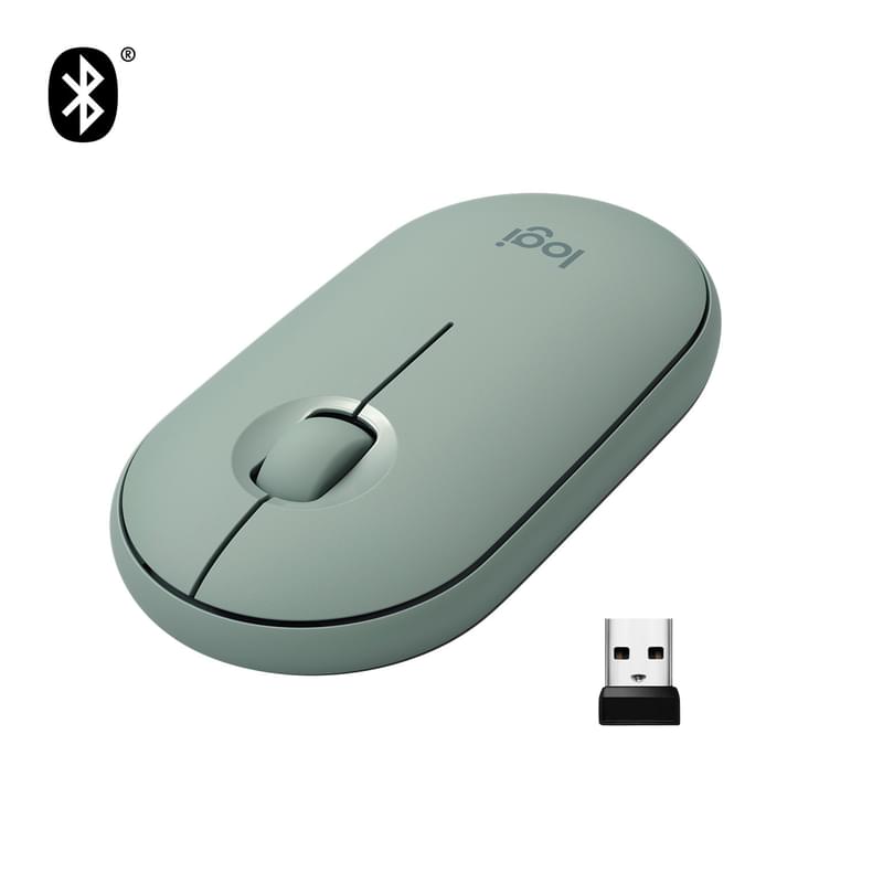 Сымсыз тінтуір USB/BT Logitech Pebble M350, Eucalyptus (910-005720) - фото #1, Technodom.kz
