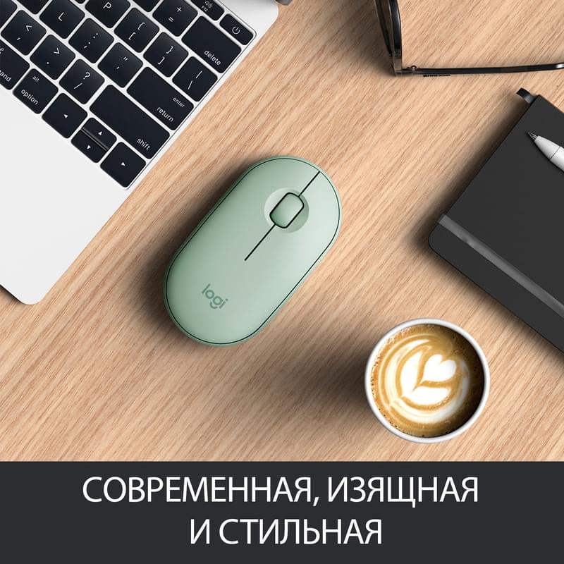 Сымсыз тінтуір USB/BT Logitech Pebble M350, Eucalyptus (910-005720) - фото #4, Technodom.kz