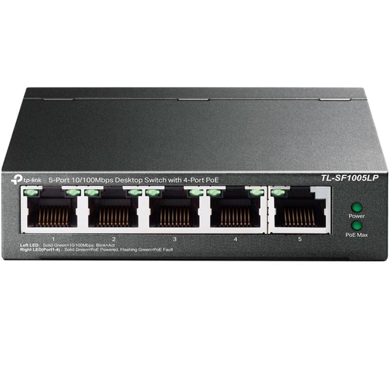 Настольный коммутатор, TP-Link TL-SF1005LP, 5 портов, 4 портов PoE 10/100 Mbps (TL-SF1005LP) - фото #0, Technodom.kz