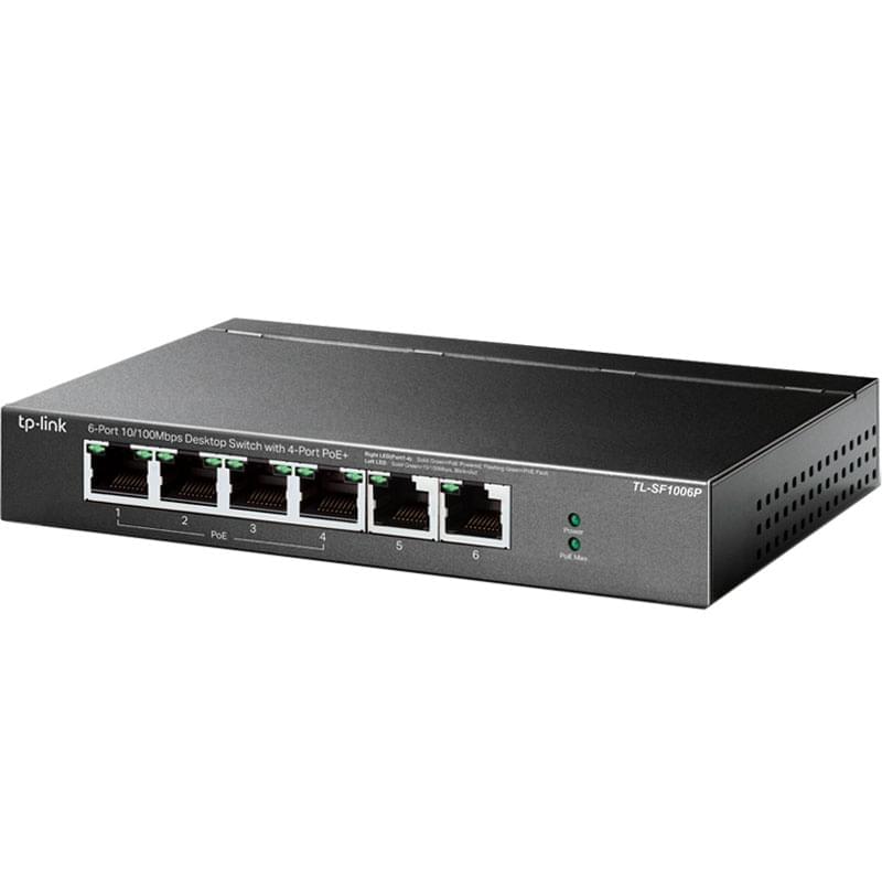 Настольный коммутатор, TP-Link TL-SF1006P, 6 портов, 4 портов PoE+ 10/100 Mbps (TL-SF1006P) - фото #1, Technodom.kz