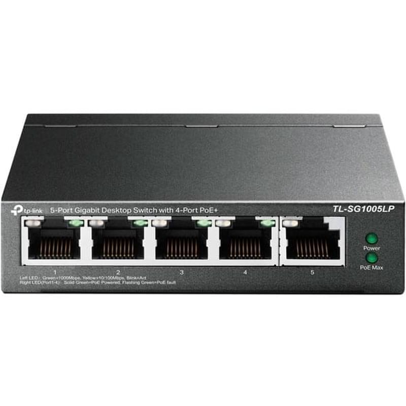 Настольный коммутатор, TP-Link TL-SG1005LP, 5 портов, 4 портов PoE+ 10/100/1000 Mbps (TL-SG1005LP) - фото #0, Technodom.kz