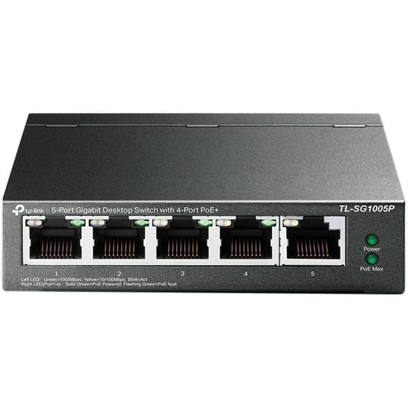 Настольный коммутатор, TP-Link TL-SG1005P, 5 портов, 4 портов PoE+ 10/100/1000 Mbps (TL-SG1005P) - фото #0, Technodom.kz