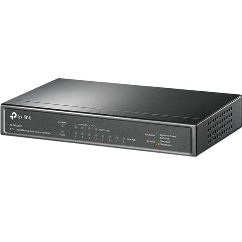 Настольный коммутатор, TP-Link TL-SG1008P, 8 портов, 4 портов PoE+ 10/100/1000 Mbps (TL-SG1008P) - фото #0, Technodom.kz