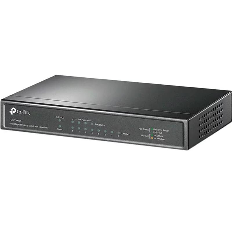 Үстел коммутаторы, TP-Link TL-SG1008P, 8 порт, 4 порт PoE+ 10/100/1000 Mbps (TL-SG1008P) - фото #0, Technodom.kz