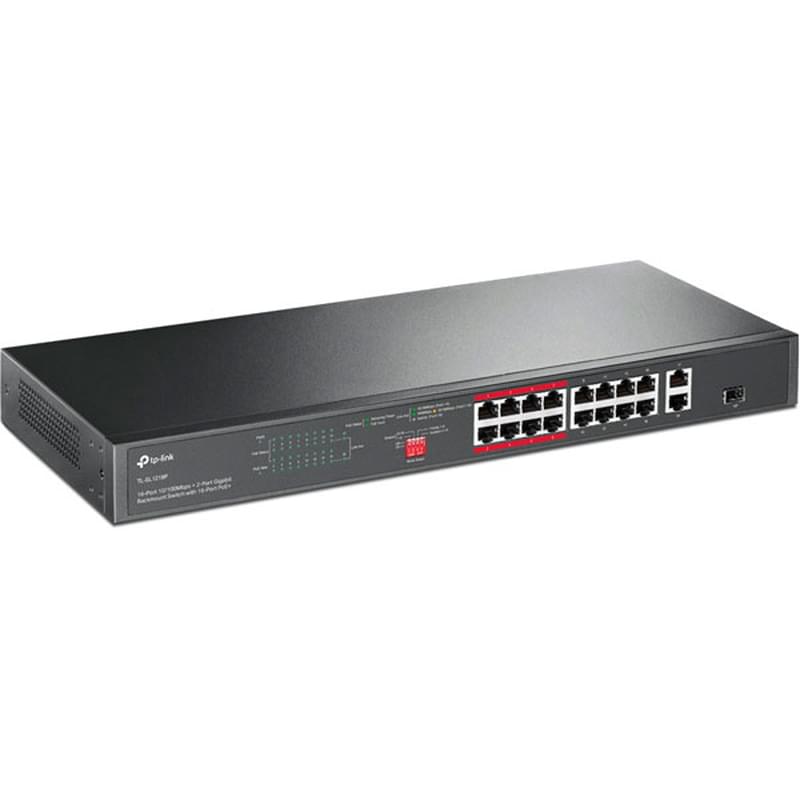 Настольный коммутатор, TP-Link TL-SL1218P, 18 портов, 16 портов PoE+ 10/100 Mbps (TL-SL1218P) - фото #1, Technodom.kz