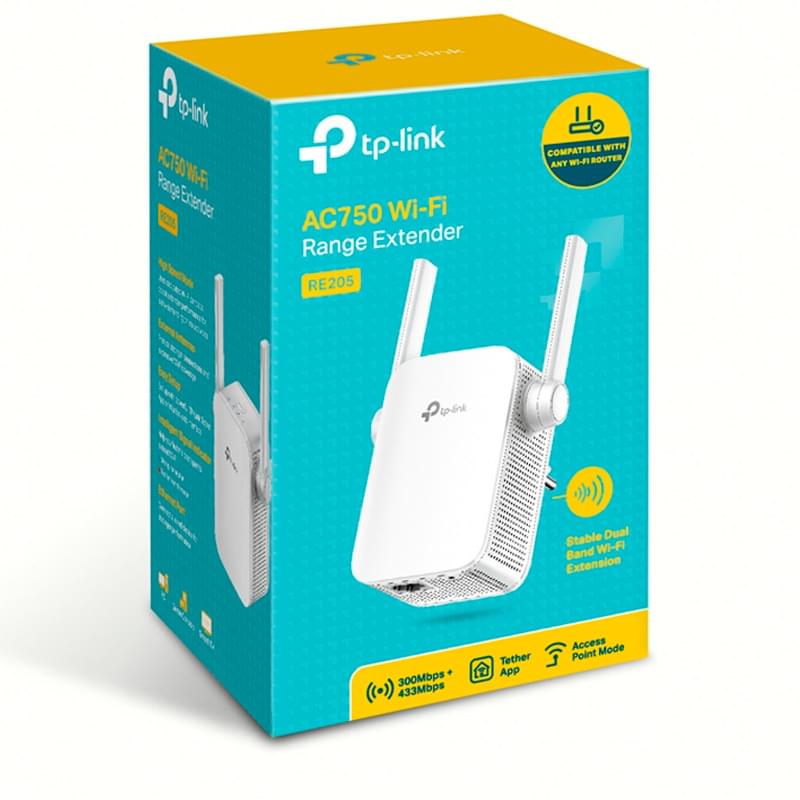 Универсальный усилитель беспроводного сигнала TP-Link АС750 Dual Band, 750 Mbps (RE205) - фото #3, Technodom.kz