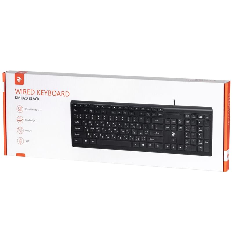 Клавиатура проводная USB 2E KM1020 Slim (2E-KM1020UB) - фото #5, Technodom.kz