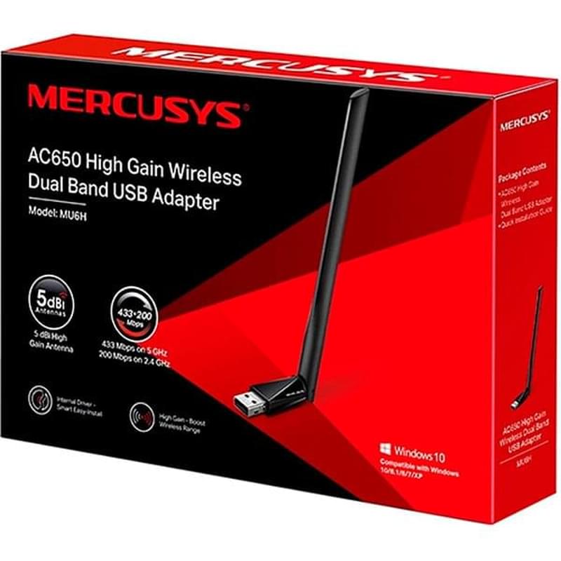 Беспроводной USB-адаптер Mercusys MU6H, 633 Mbps, USB 2.0 (MU6H) - фото #2, Technodom.kz