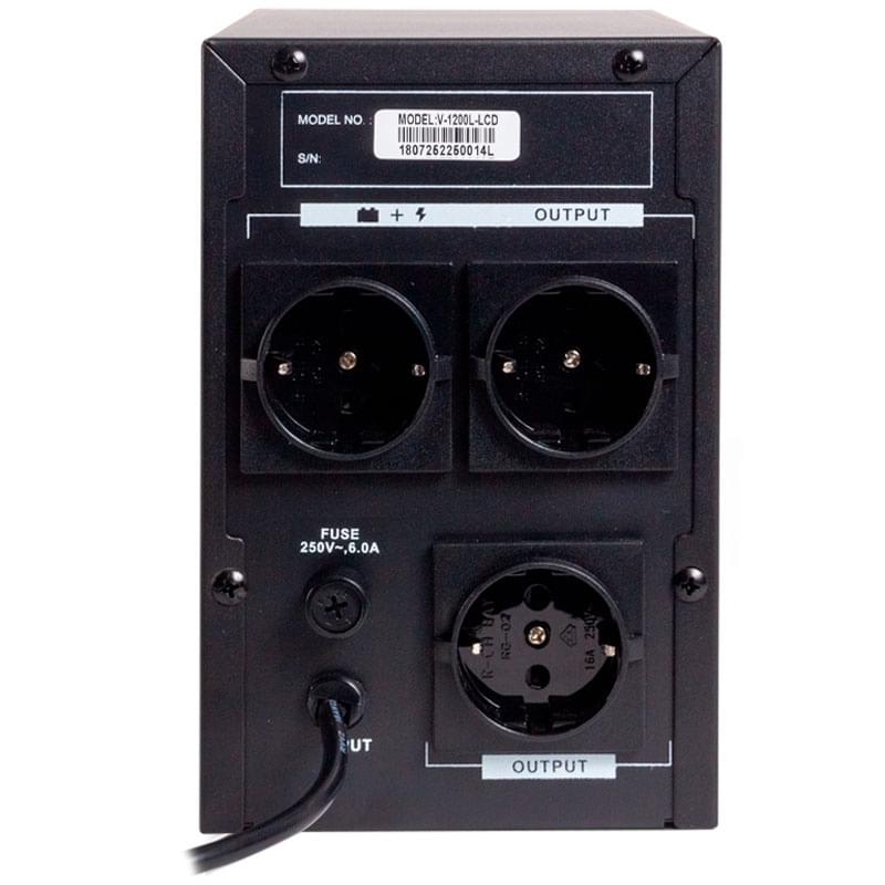 SVC ҮҚК, 1200VA/720W, AVR:165-275В, 3 Schuko, Black (V-1200-L-LCD) - фото #2, Technodom.kz
