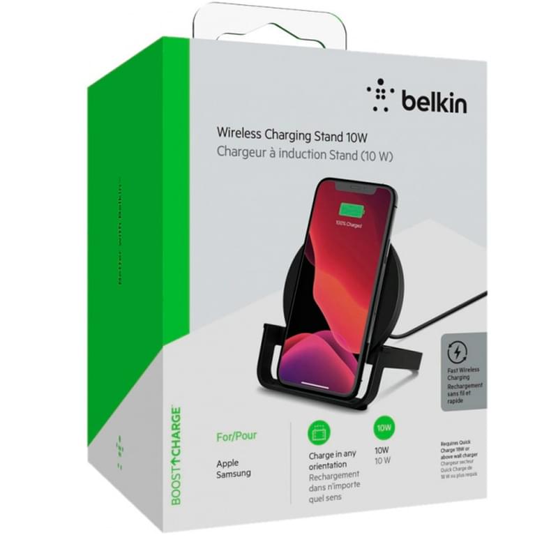 Беспроводное зарядное устройство Belkin, Stand Wireless Charging Qi, 10W, Black (WIB001VFBK) - фото #4, Technodom.kz