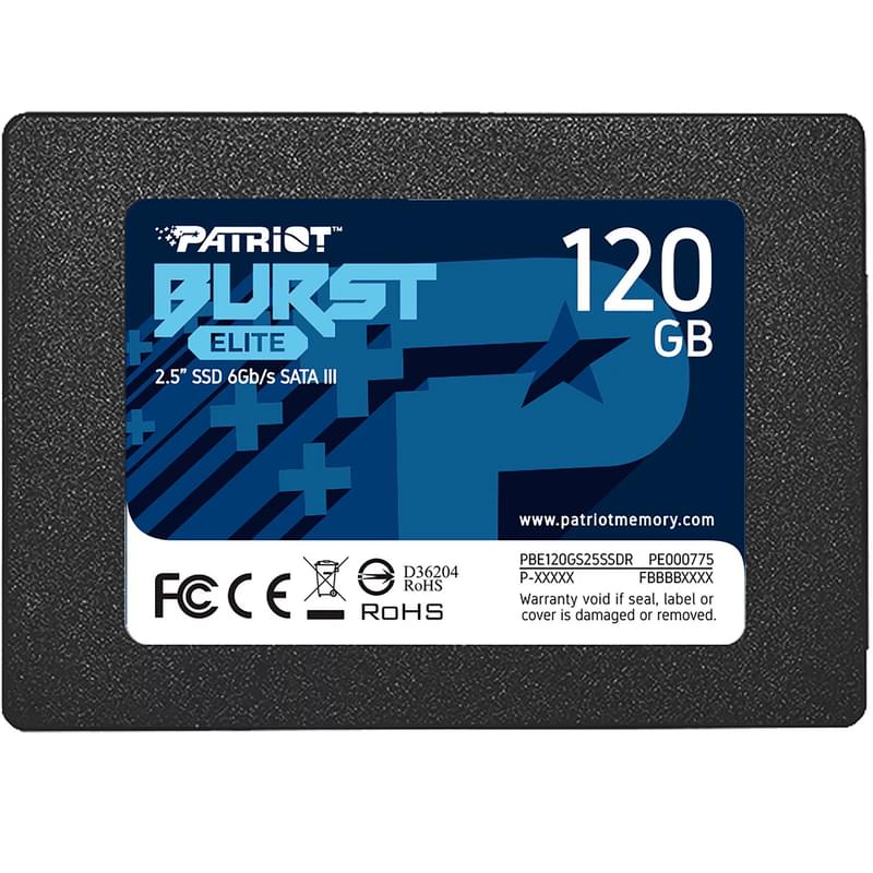 Ішкі SSD 2.5" 7мм 120GB Patriot BURST ELITE SATA-III 3D QLC (PBE120GS25SSDR) - фото #0, Technodom.kz