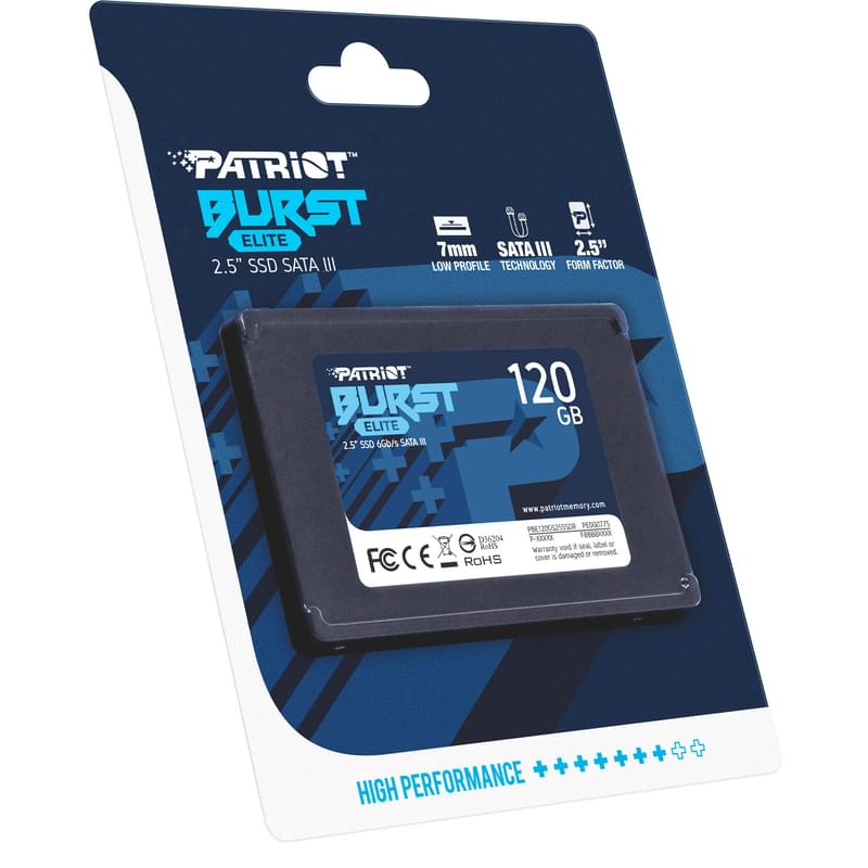 Ішкі SSD 2.5" 7мм 120GB Patriot BURST ELITE SATA-III 3D QLC (PBE120GS25SSDR) - фото #4, Technodom.kz