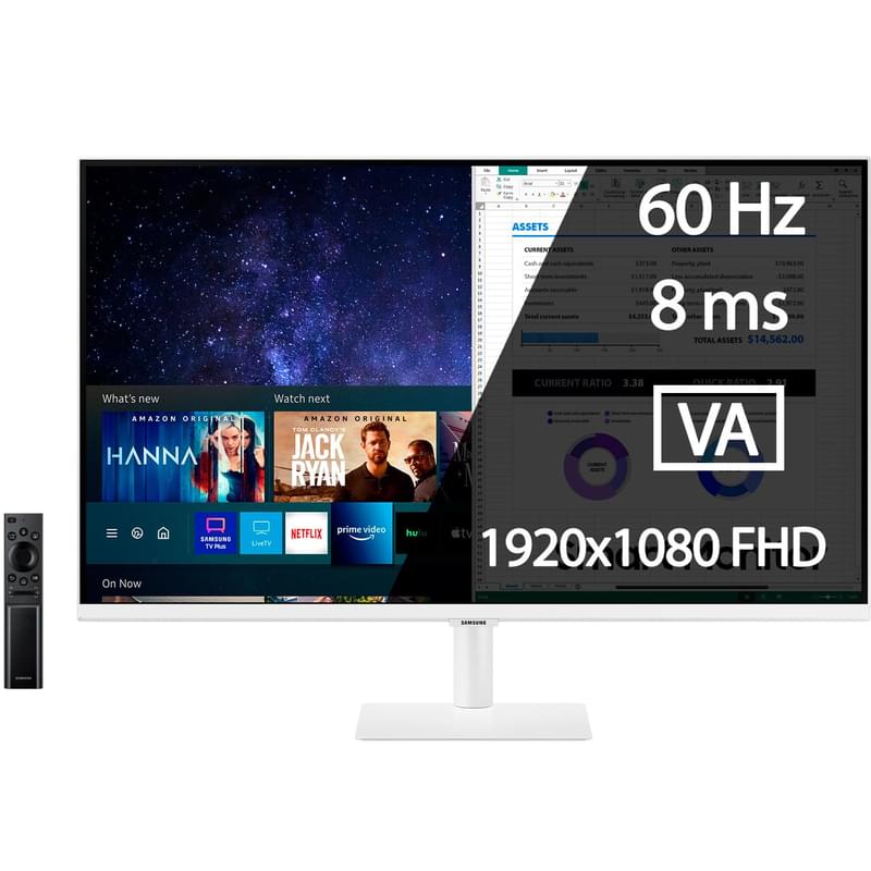 Монитор 32 Samsung Smart LS32AM501NIXCI 1920x1080 16:9 VA 60ГЦ (2HDMI) White - фото #0, Technodom.kz