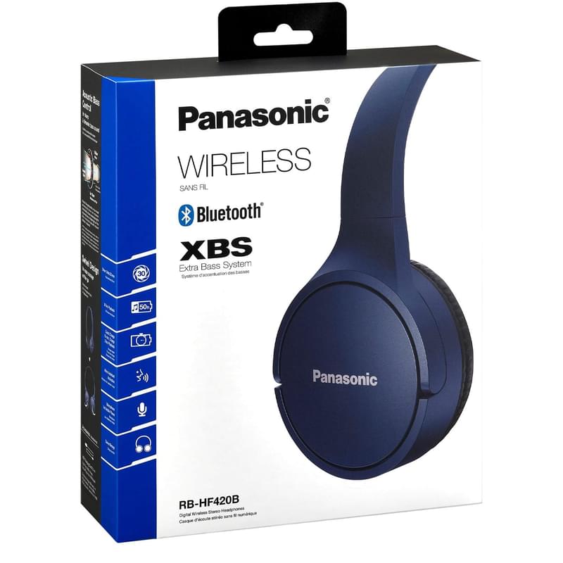 Наушники Накладные Panasonic Bluetooth RB-HF420BGEA, Blue - фото #4, Technodom.kz