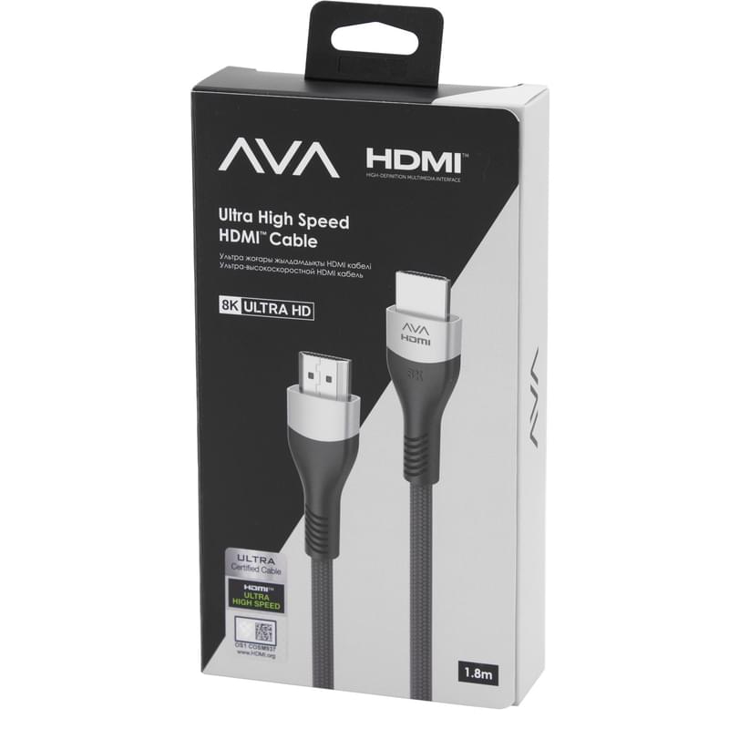 Кабель HDMI-HDMI AVA 1,8м 2.1 Plug 8K Black (AVA-PF331A-0180) - фото #2, Technodom.kz