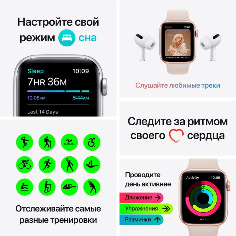 Смарт-часы Apple Watch SE GPS, 40mm Silver Aluminium Case with Abyss Blue Sport Band (MKNY3GK/A) - фото #6, Technodom.kz