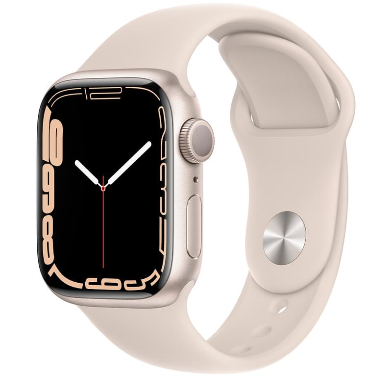 Смарт-часы Apple Watch Series 7 GPS, 41mm Starlight Aluminium Case with Starlight Sport Band - фото #0, Technodom.kz