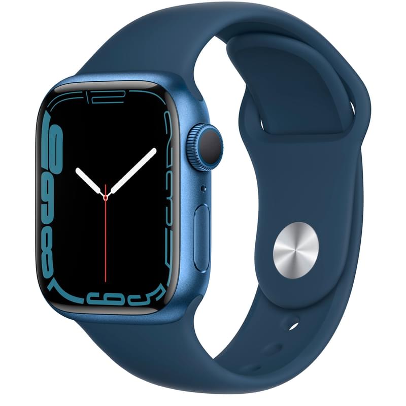 Смарт-часы Apple Watch Series 7 GPS, 41mm Blue Aluminium Case with Abyss Blue Sport Band - фото #0, Technodom.kz