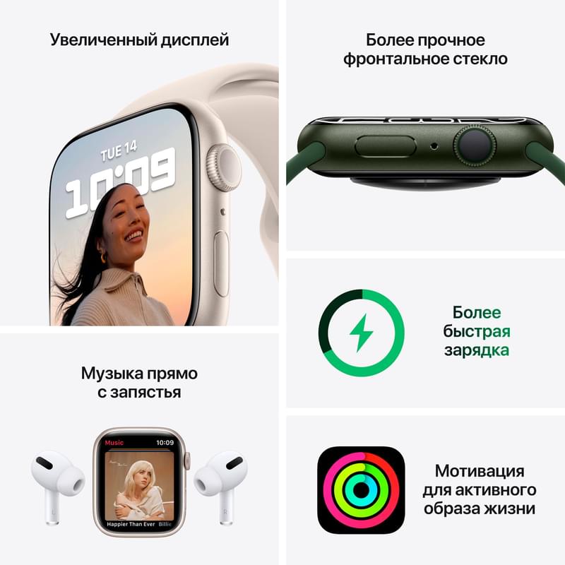 Смарт-часы Apple Watch Series 7 GPS, 41mm Blue Aluminium Case with Abyss Blue Sport Band - фото #6, Technodom.kz