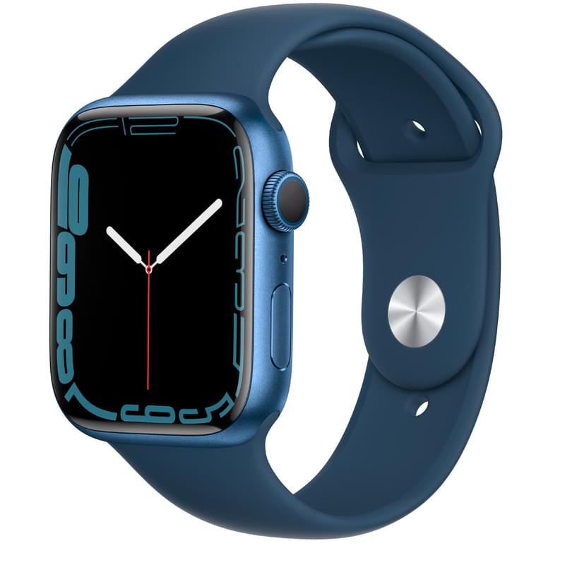 Смарт-часы Apple Watch Series 7 GPS, 45mm Blue Aluminium Case with Abyss Blue Sport Band - фото #0, Technodom.kz