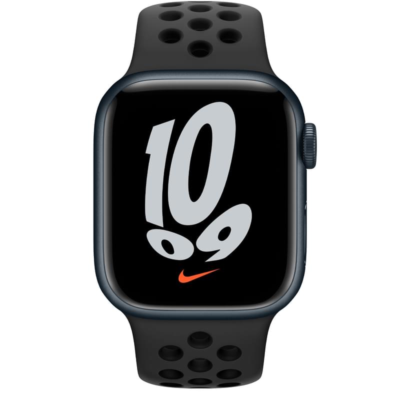 Смарт-часы Apple Watch Nike Series 7 GPS, 41mm Midnight Aluminium Case with Black Nike Sport Band - фото #1, Technodom.kz