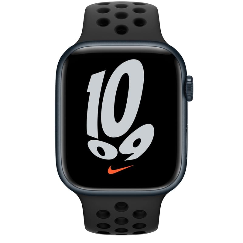 Смарт-часы Apple Watch Nike Series 7 GPS, 45mm Midnight Aluminium Case with Black Nike Sport Band - фото #1, Technodom.kz