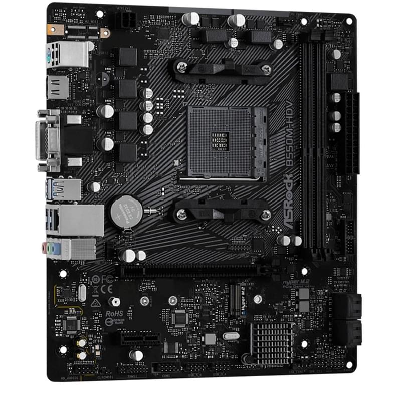 Материнская плата ASRock B550M-HDV AM4 2DDR4 PCI-E 1x16 1x1 (HDMI+VGA+DVI) mATX - фото #2, Technodom.kz