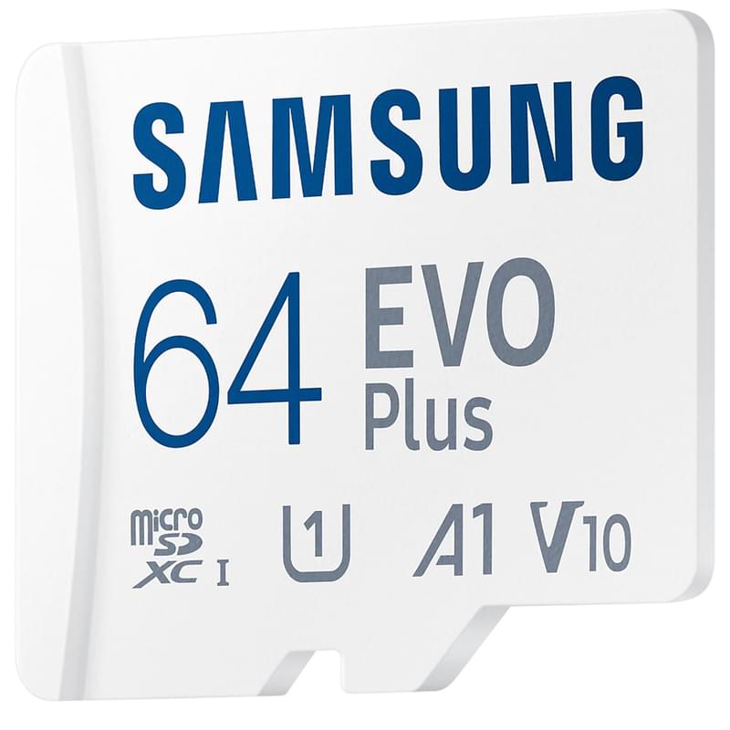 Карта памяти MicroSD 64GB Samsung Evo+, UHS-I 130MB/s, Class 10 + SD Adapter (MB-MC64KA/RU) - фото #1, Technodom.kz