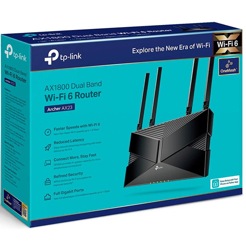 Беспроводной маршрутизатор, TP-Link Archer AX23 Dual Band, 4 порта + Wi-Fi 6, 1201/574 Mbps - фото #4, Technodom.kz