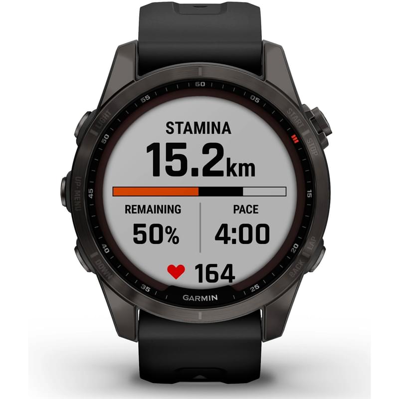 Смарт-часы Garmin Fenix 7S Sapphire Solar, Carbon Gray DLC Titanium with Black Band - фото #1, Technodom.kz