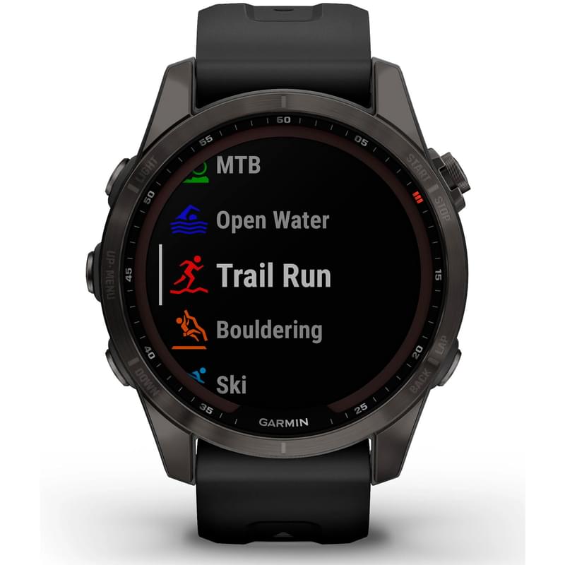 Смарт-часы Garmin Fenix 7S Sapphire Solar, Carbon Gray DLC Titanium with Black Band - фото #2, Technodom.kz