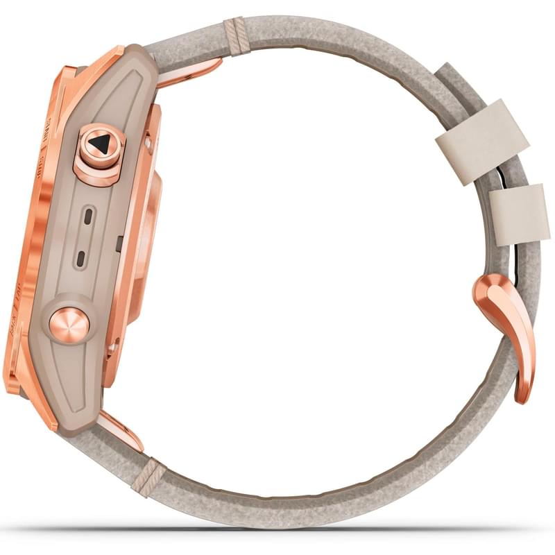 Смарт-часы Garmin Fenix 7S Sapphire Solar, Gold Titanium w/Limestone Leather Band - фото #4, Technodom.kz