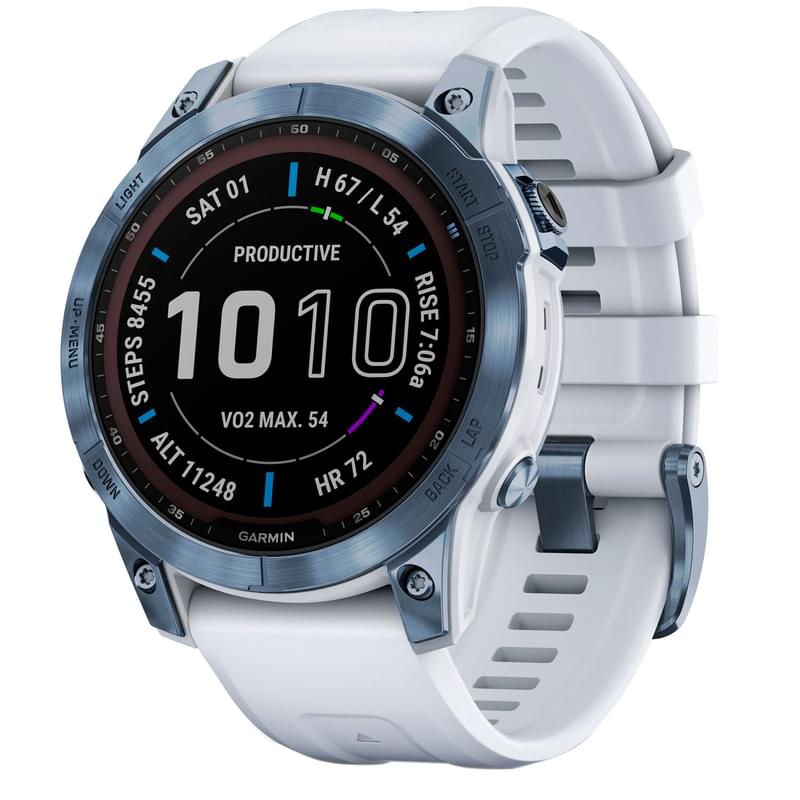 Смарт-часы Garmin Fenix 7 Sapphire Solar, Blue DLC Titanium with Whitestone Band (010-02540-25) - фото #0, Technodom.kz