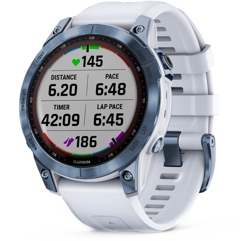 Смарт-часы Garmin Fenix 7 Sapphire Solar, Blue DLC Titanium with Whitestone Band (010-02540-25) - фото #3, Technodom.kz