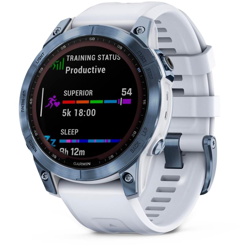 Смарт-часы Garmin Fenix 7 Sapphire Solar, Blue DLC Titanium with Whitestone Band (010-02540-25) - фото #4, Technodom.kz