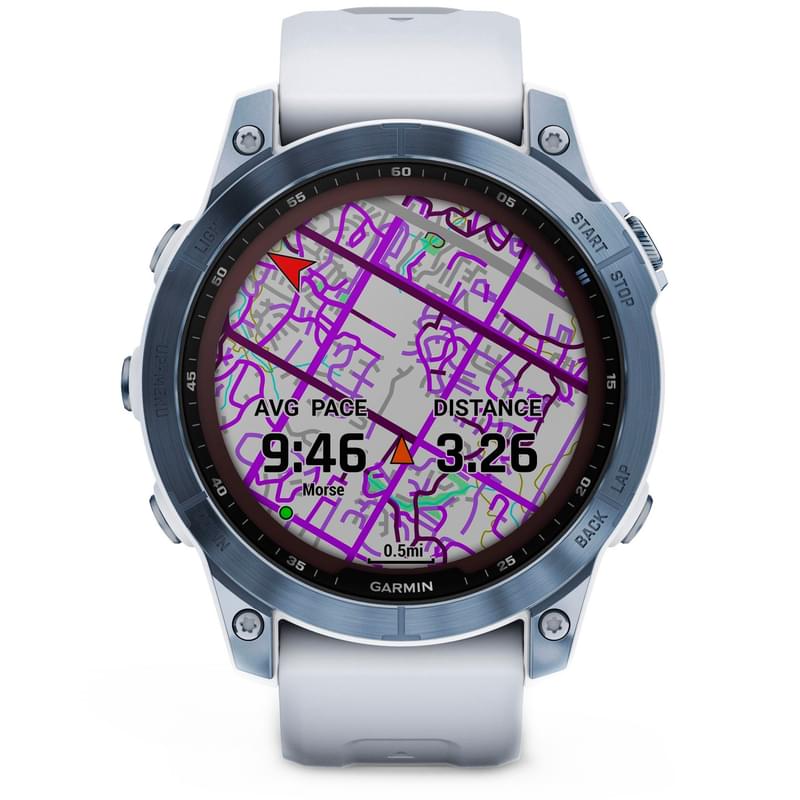 Смарт-часы Garmin Fenix 7 Sapphire Solar, Blue DLC Titanium with Whitestone Band (010-02540-25) - фото #5, Technodom.kz