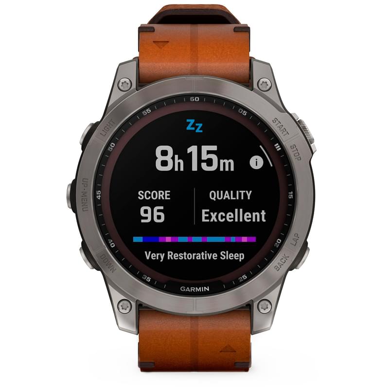 Garmin Fenix 7 Смарт сағаты Sapphire Solar, Titanium with Chestnut Leather Band (010-02540-31) - фото #1, Technodom.kz