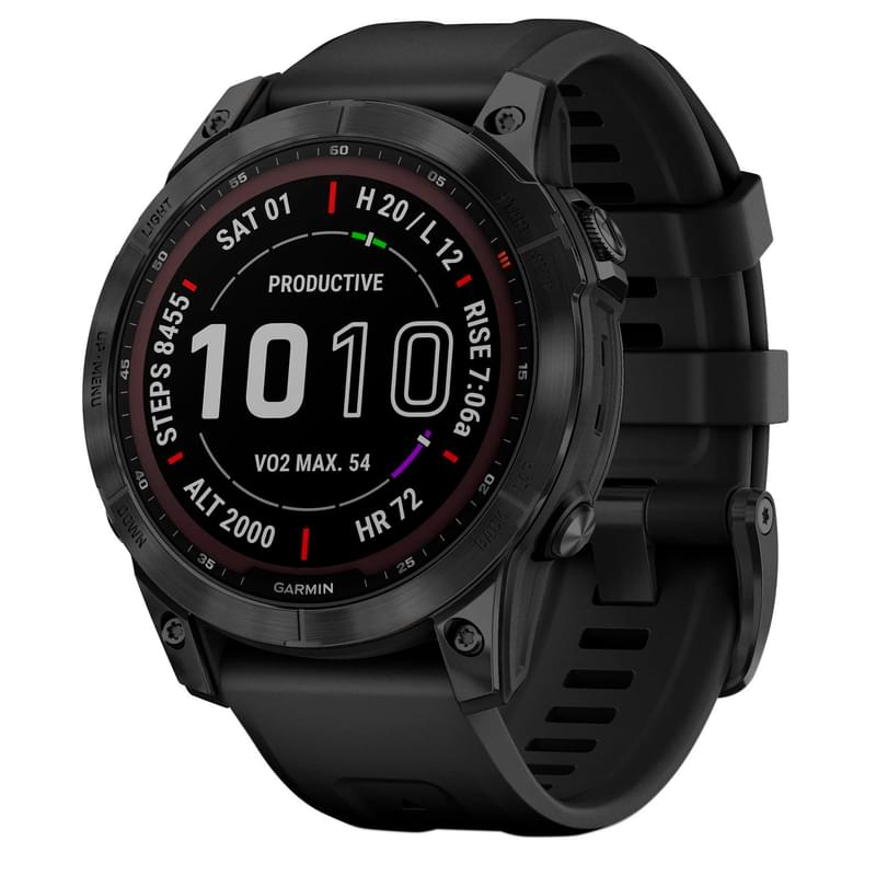 Смарт-часы Garmin Fenix 7 Sapphire Solar, Black DLC Titanium with Black Band (010-02540-35) - фото #0, Technodom.kz