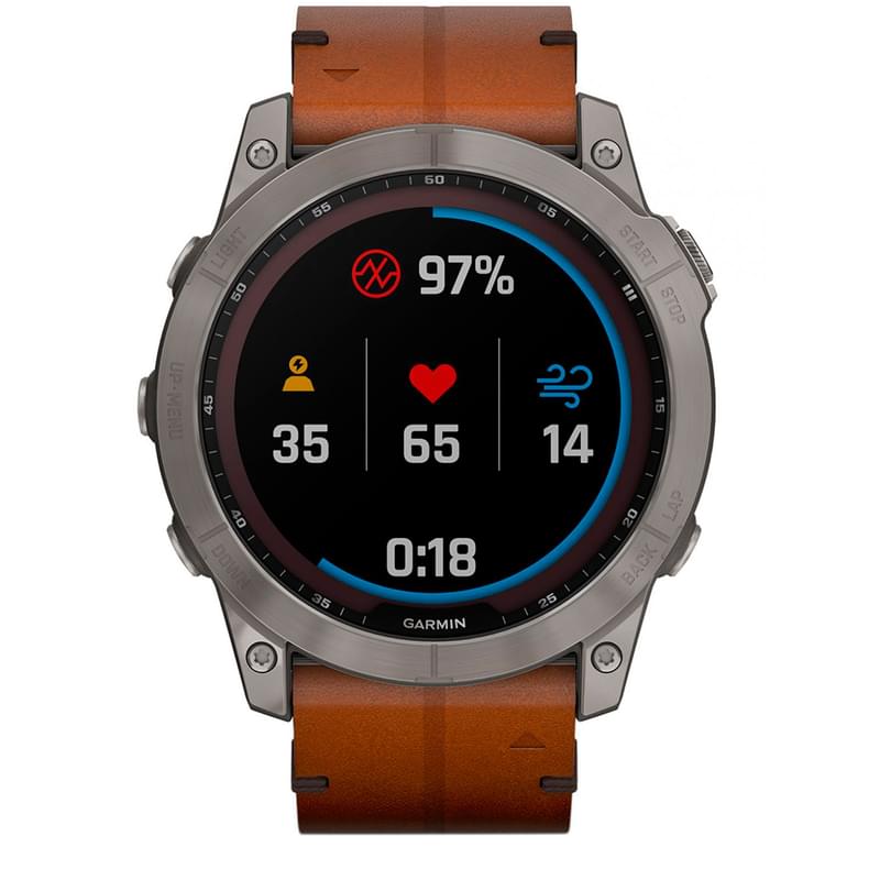 Смарт-часы Garmin Fenix 7X Sapphire Solar, Titanium with Chestnut Leather Band (010-02541-19) - фото #1, Technodom.kz