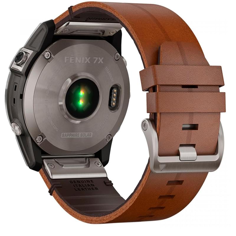 Смарт часы Garmin Fenix 7X Sapphire Solar, Titanium with Chestnut Leather Band (010-02541-19) - фото #4, Technodom.kz