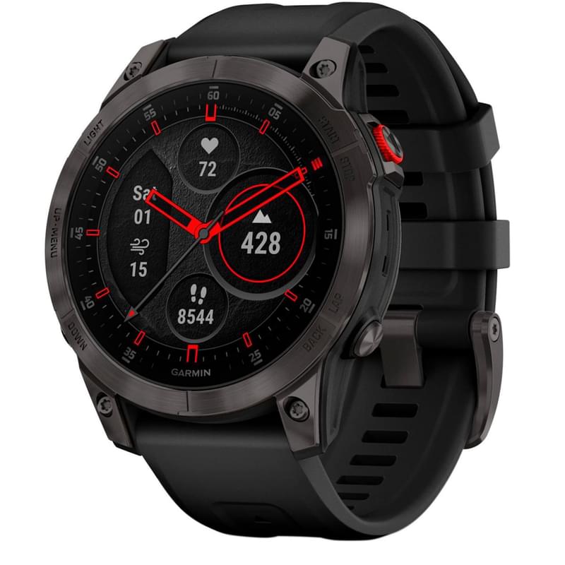 Смарт-часы Garmin EPIX gen 2, Sapphire, Black/Gray DLC Titanium with Silicone band (010-02582-11) - фото #0, Technodom.kz