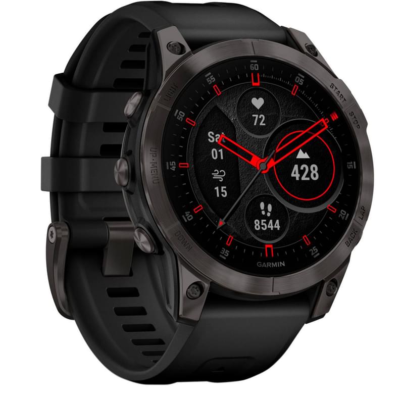 Смарт-часы Garmin EPIX gen 2, Sapphire, Black/Gray DLC Titanium with Silicone band (010-02582-11) - фото #2, Technodom.kz