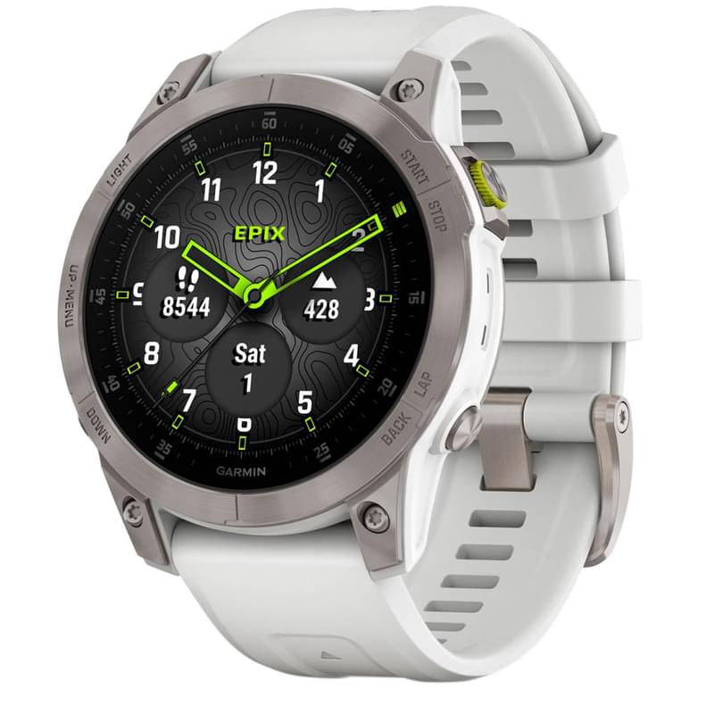Смарт-часы Garmin EPIX gen 2, Sapphire, Carrera White/Titanium with Silicone Band (010-02582-21) - фото #0, Technodom.kz