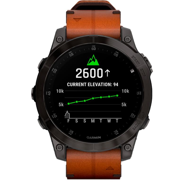 Смарт-часы Garmin EPIX gen 2, Sapphire, Black/Gray DLC Titanium with Chestnut (010-02582-30) - фото #1, Technodom.kz