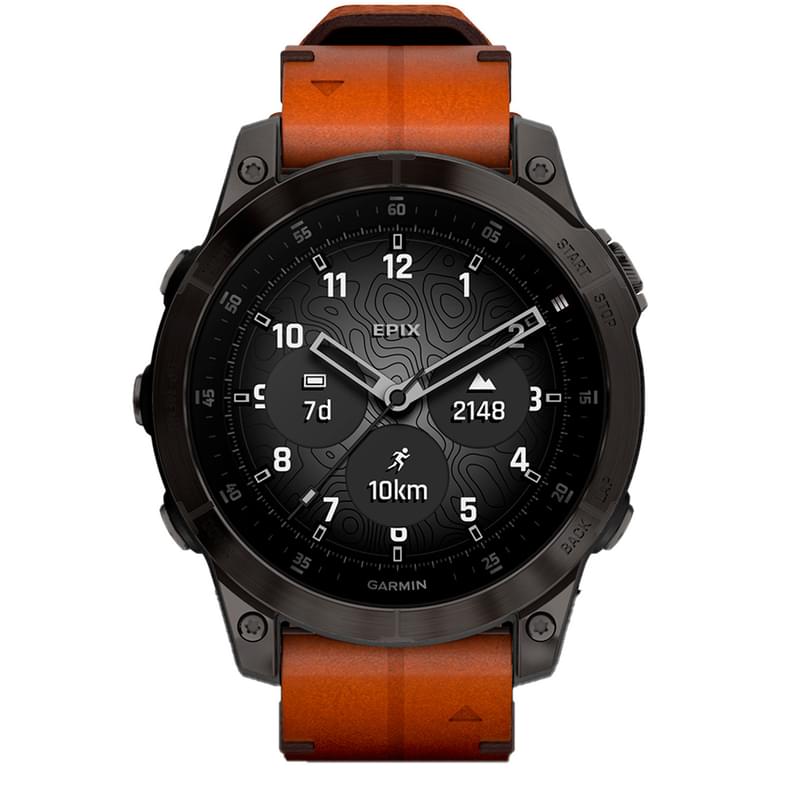 Смарт-часы Garmin EPIX gen 2, Sapphire, Black/Gray DLC Titanium with Chestnut (010-02582-30) - фото #5, Technodom.kz