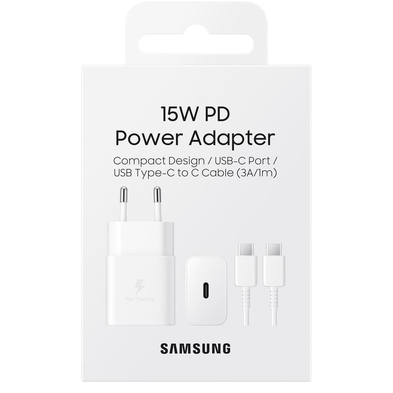 Адаптер питания Samsung, 1*Type-C 15Вт+Cable, White (EP-T1510XWEGRU) - фото #2, Technodom.kz