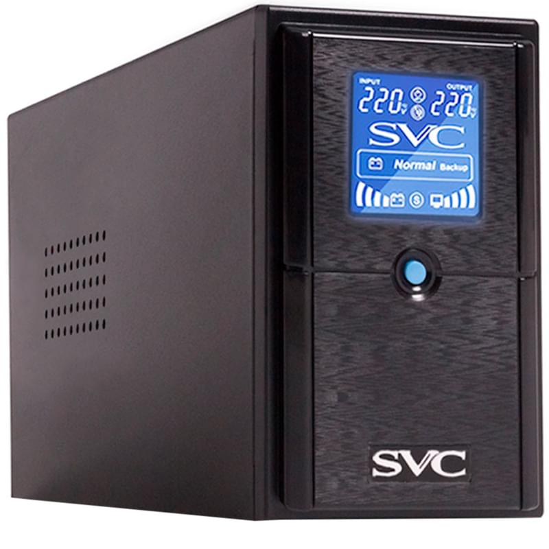 ИБП SVC, 650VA/390W, AVR:165-275В, 2Schuko, LCD, Black (V-650-L-LCD) - фото #0, Technodom.kz