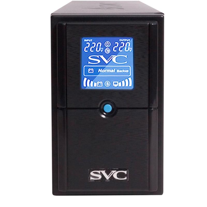 ИБП SVC, 650VA/390W, AVR:165-275В, 2Schuko, LCD, Black (V-650-L-LCD) - фото #1, Technodom.kz