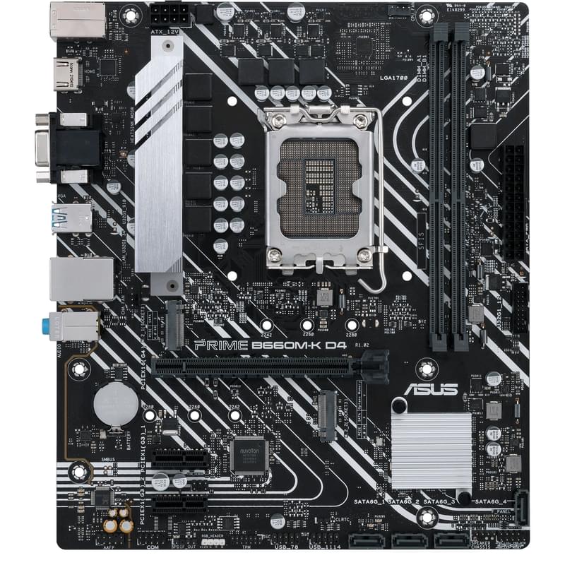 Материнская плата Asus PRIME B660M-K D4 LGA1700 2DDR4 PCI-E 1x16 2x1 (HDMI+VGA) mATX - фото #0, Technodom.kz