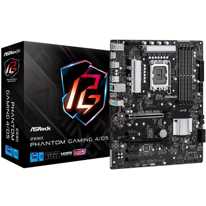 Материнская плата ASRock Z690 Phantom Gaming 4/D5 LGA1700 4DDR5 PCI-E 2x16 3x1 (HDMI) ATX - фото #4, Technodom.kz